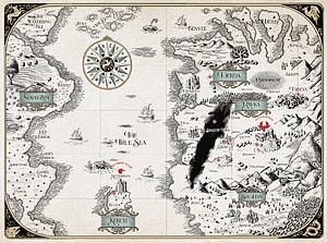 Shadow and Bone Grishaverse Fantasy World Map with Compass and Coastal Regions HD wallpaper