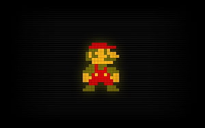 Retro Pixel Art Super Mario Character on Dark Background HD wallpaper