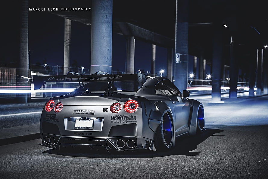 Liberty Walk Widebody Nissan GT-R R35 Night Street Photography HD wallpaper