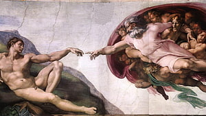 Michelangelo's The Creation of Adam Fresco Detail from the Sistine Chapel Ceiling HD wallpaper