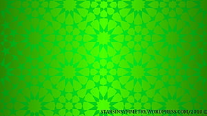 Vibrant Green Islamic Geometric Star Pattern with Symmetrical Tiling Design HD wallpaper