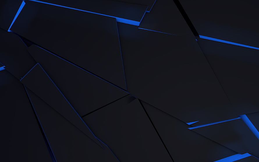 Dark Geometric 3D Shards with Blue Neon Edge Lighting Abstract Background HD wallpaper