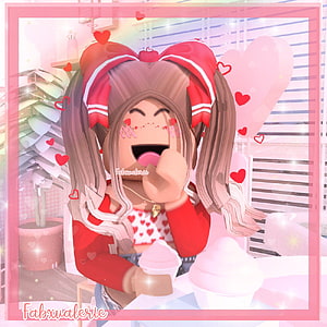 Cheerful Roblox Valentine's Day Avatar with Red Bow and Heart Decorations HD phone wallpaper