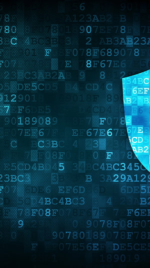 Dark Blue Hexadecimal Code Pattern with Cyber Security Theme HD phone wallpaper