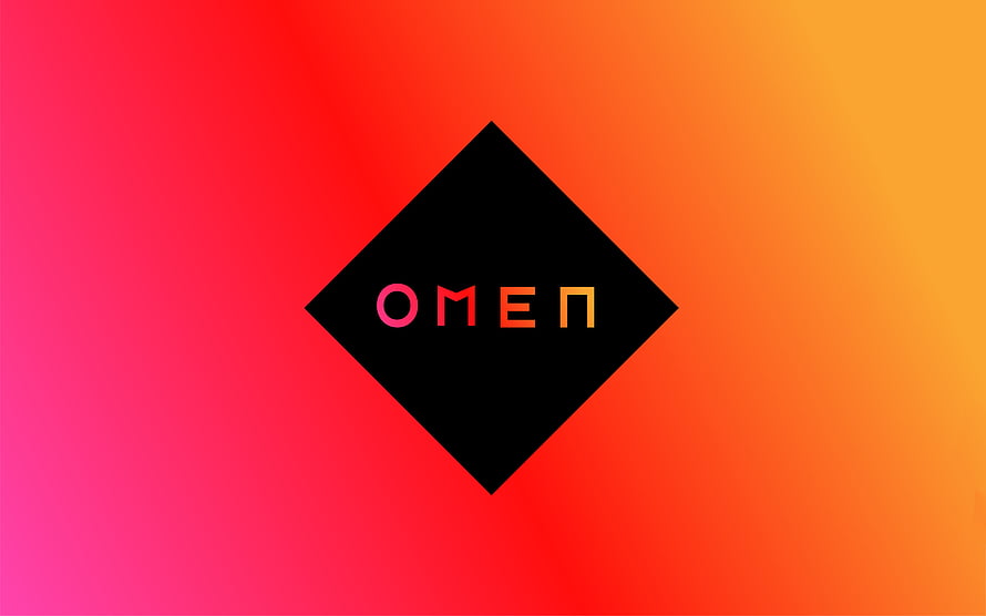 HP Omen Gaming Logo on Vibrant Pink and Orange Gradient Background HD wallpaper