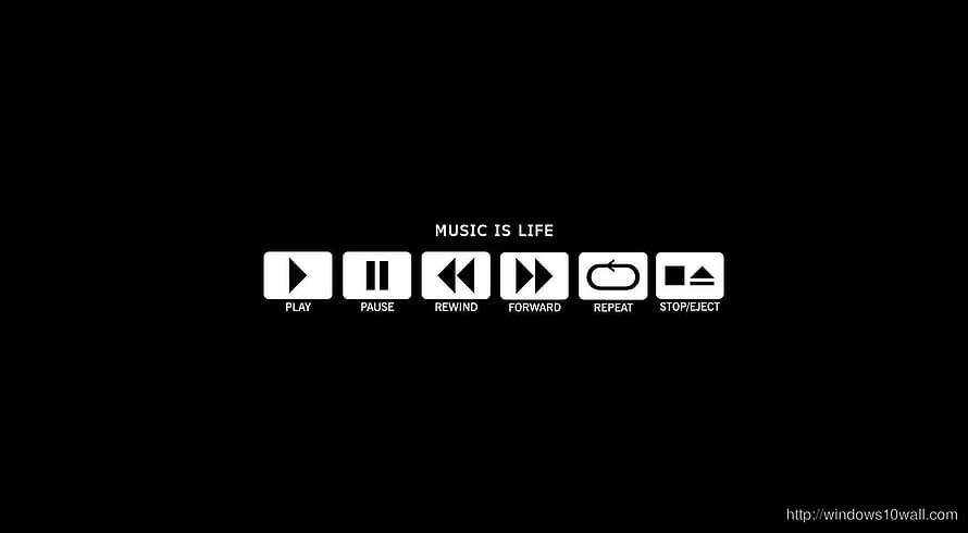 Minimalist Music Player Control Icons on Black Background HD wallpaper