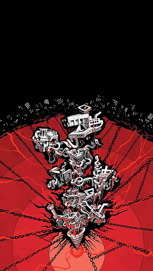 Persona 5 Red Palace of Heart with Chains and Lightning on Black Background HD phone wallpaper