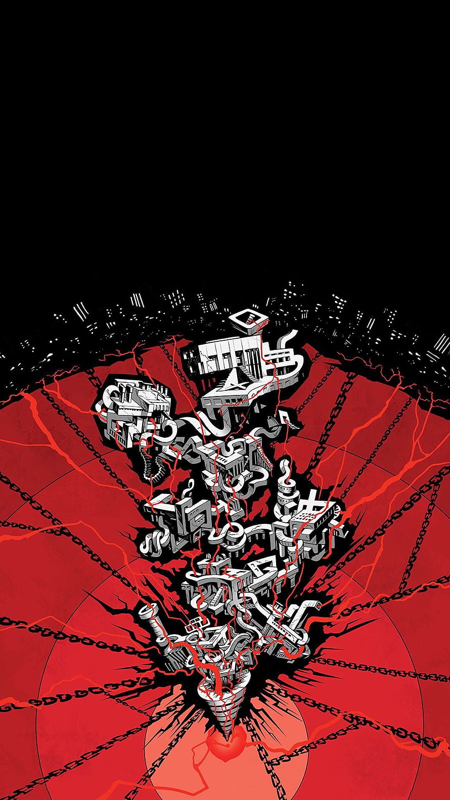 Persona 5 Red Palace of Heart with Chains and Lightning on Black Background HD phone wallpaper