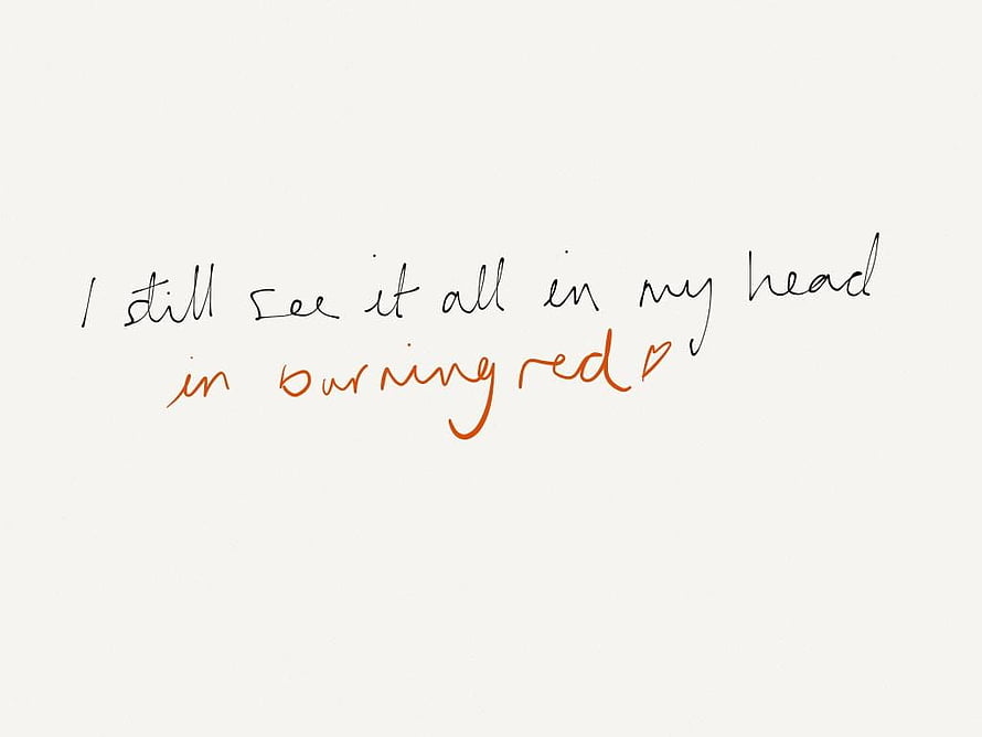 Taylor Swift Handwritten Lyrics in Black and Red Ink on White Background HD wallpaper