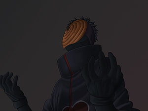 Obito Uchiha in Akatsuki Cloak with Mask and Dark Atmosphere HD wallpaper