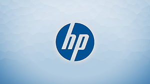 Hewlett Packard Blue Circular Logo on Soft Textured Light Blue Background HD wallpaper