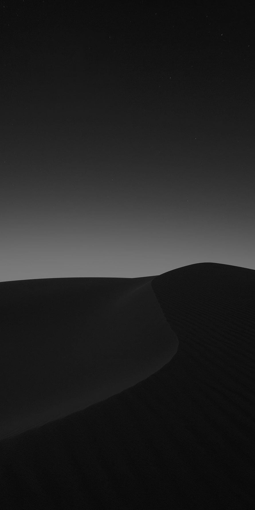 Minimalist Black Sand Dune Landscape with Gradient Night Sky HD phone wallpaper