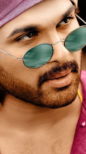 Allu Arjun Pushpa 2 Close-Up Portrait Wearing Round Sunglasses and Turban HD phone wallpaper
