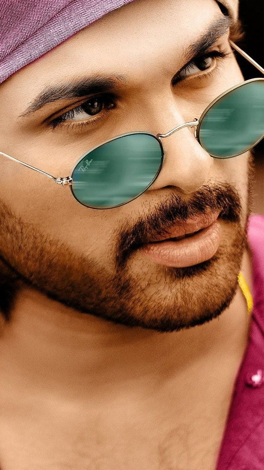 Allu Arjun Pushpa 2 Close-Up Portrait Wearing Round Sunglasses and Turban HD phone wallpaper