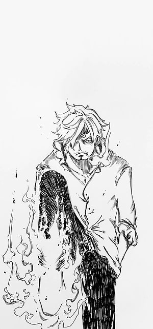Vinsmoke Sanji One Piece Manga Sketch with Smoke and Intense Expression HD phone wallpaper
