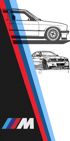 BMW M Motorsport Line Art Wallpaper with Signature Stripes and Carbon Texture HD phone wallpaper
