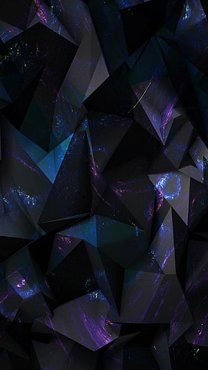 Dark Violet Crystal Facets with Iridescent Purple and Blue Abstract Geometric Pattern HD phone wallpaper