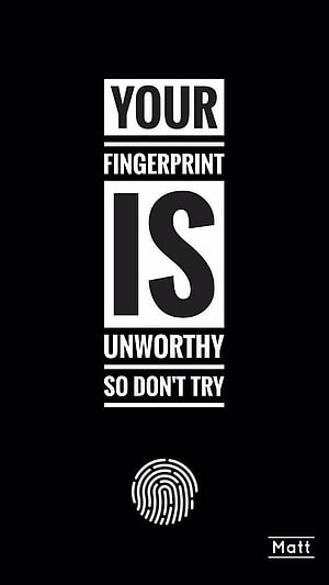 Bold Black and White Typography Quote About Fingerprints and Identity HD phone wallpaper