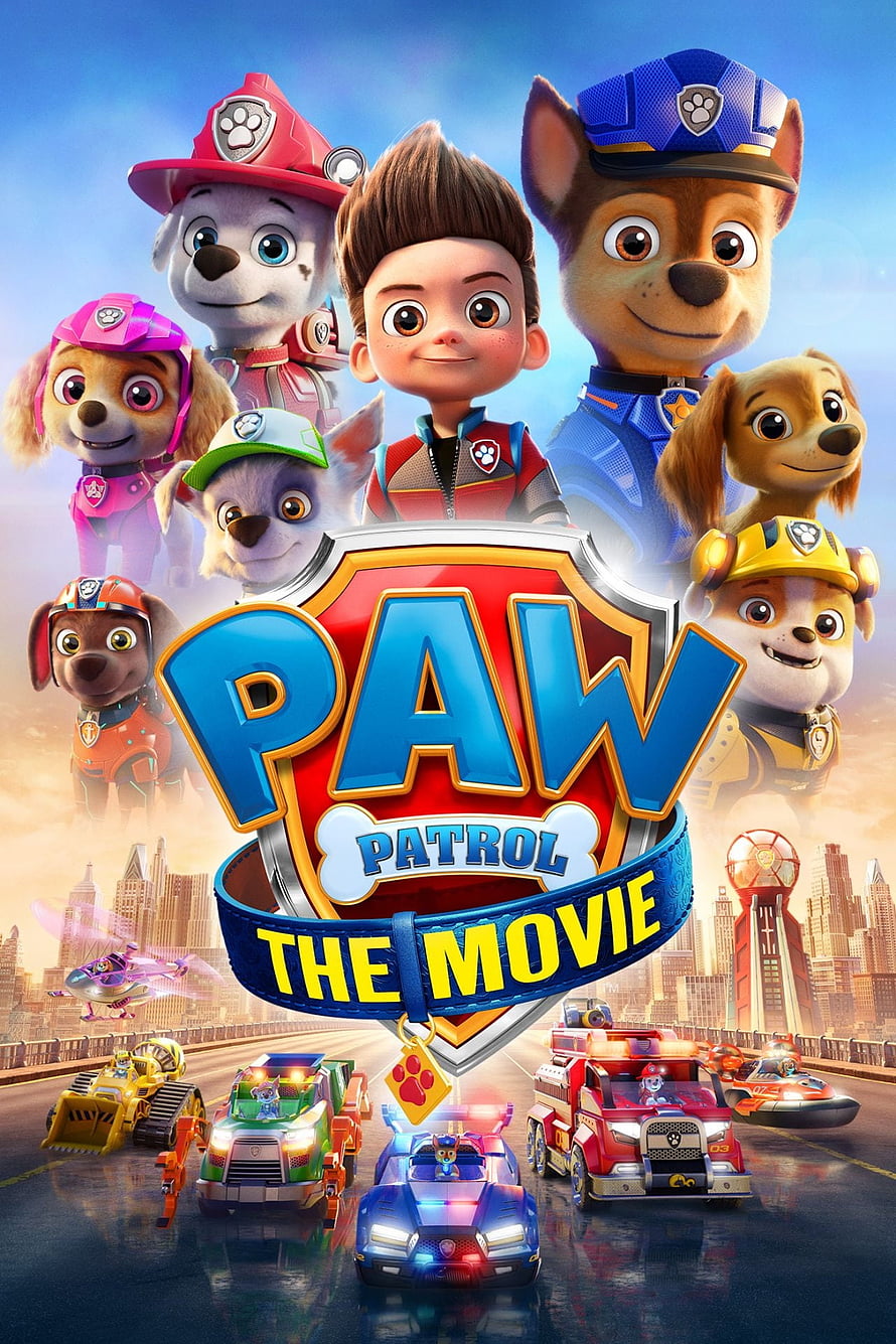Paw Patrol The Movie Poster Featuring Ryder And The Pups With Their Vehicles In A City Setting HD phone wallpaper