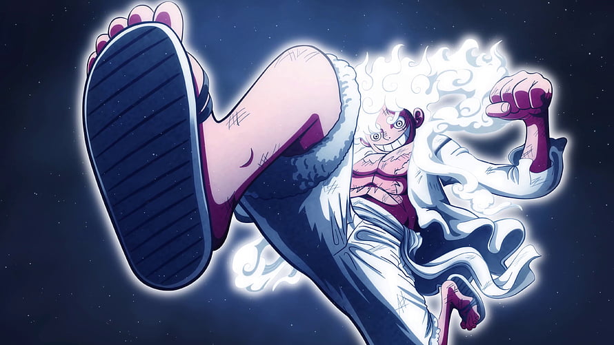 Luffy Gear 5 Nika Form Dynamic Kick Anime Illustration HD wallpaper
