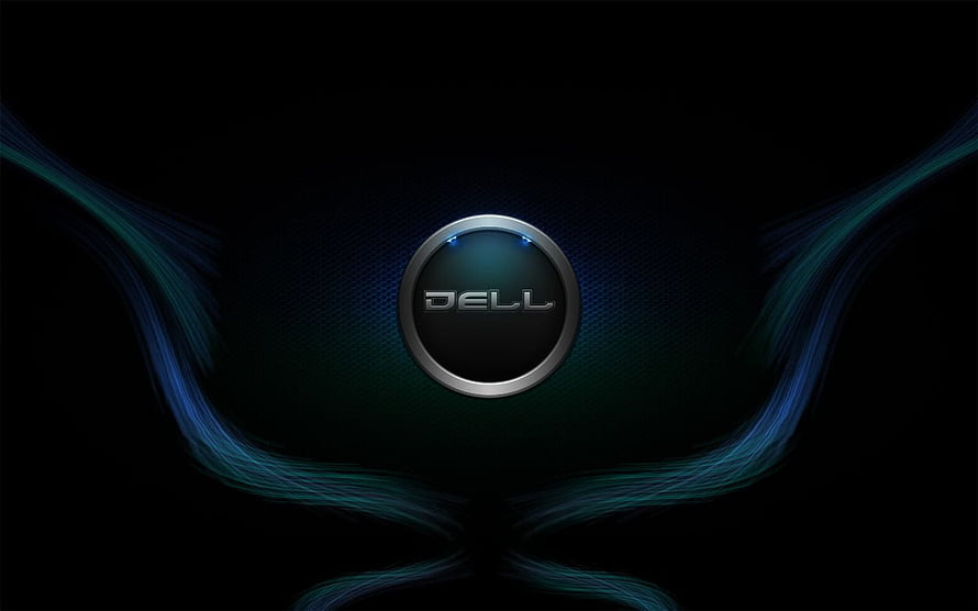 Dell XPS Dark Abstract Wallpaper with Glowing Blue Light Streaks and Metallic Logo HD wallpaper