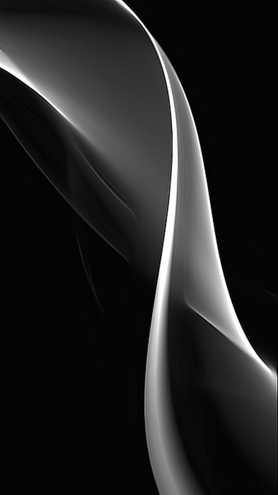 Sleek Black and White Abstract Fluid Curves on Dark Background HD phone wallpaper