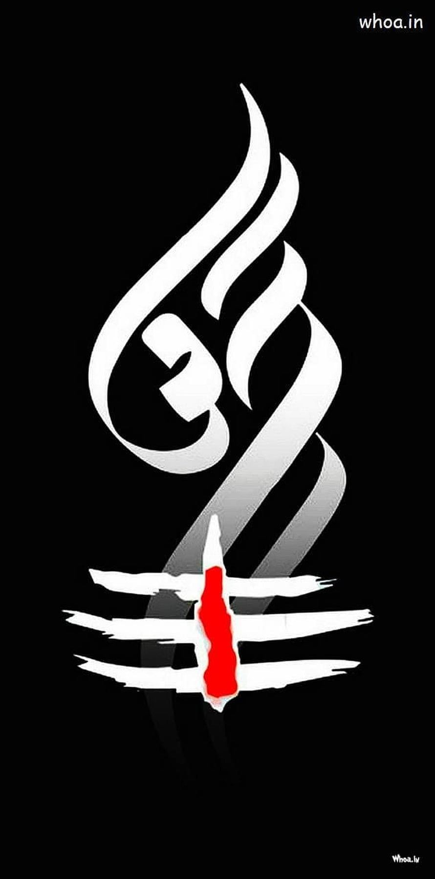Bholenath Shiva Om Symbol with Trishul and Crescent Moon on Black Background HD phone wallpaper