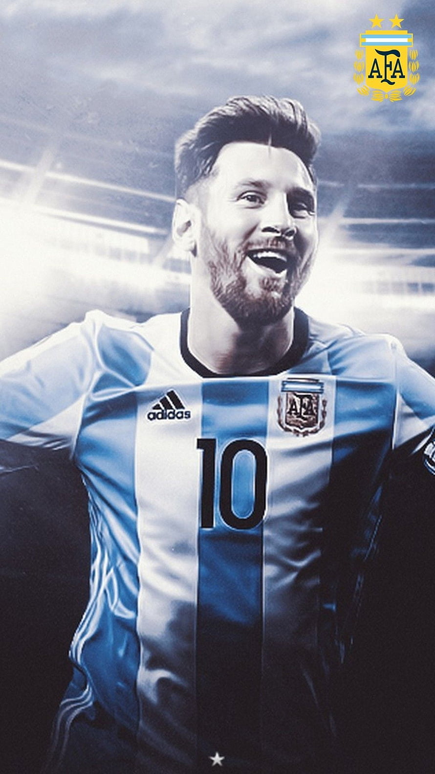 Lionel Messi in Argentina National Team Jersey Number 10 Stadium Portrait HD phone wallpaper