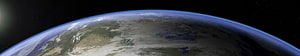 Earth Horizon From Space With Blue Atmosphere And Starry Background HD wallpaper