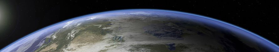 Earth Horizon From Space With Blue Atmosphere And Starry Background HD wallpaper
