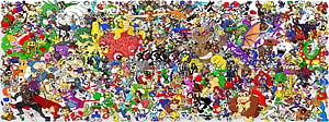 Massive Nintendo Video Game Character Collage Featuring Mario, Zelda, and Classic Franchise Icons HD wallpaper
