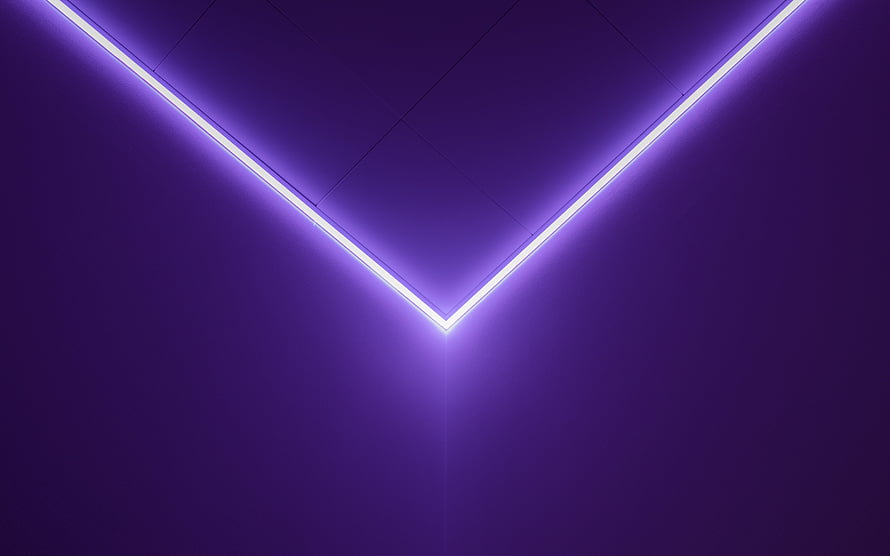 Minimalist Purple Neon Light Lines Forming a Geometric V Shape on a Dark Wall HD wallpaper