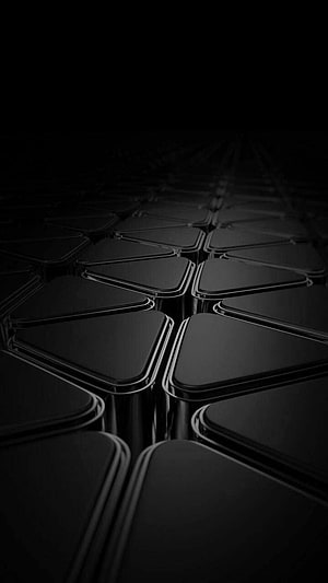 Dark 3D Geometric Pattern with Glossy Black Tiles and Minimalist Depth HD phone wallpaper