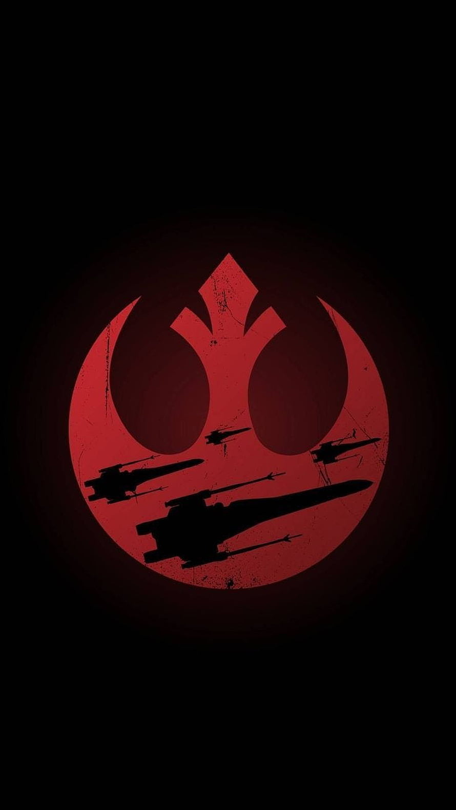 Star Wars Rebel Alliance Emblem with X-Wing Silhouettes on Black Background HD phone wallpaper