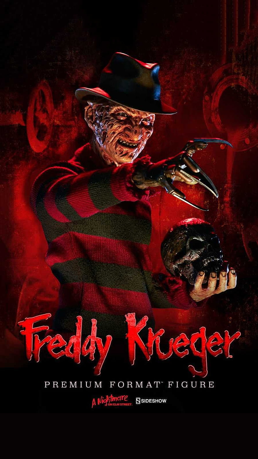 Freddy Krueger Nightmare on Elm Street Collector Figure with Clawed Hand and Skull HD phone wallpaper