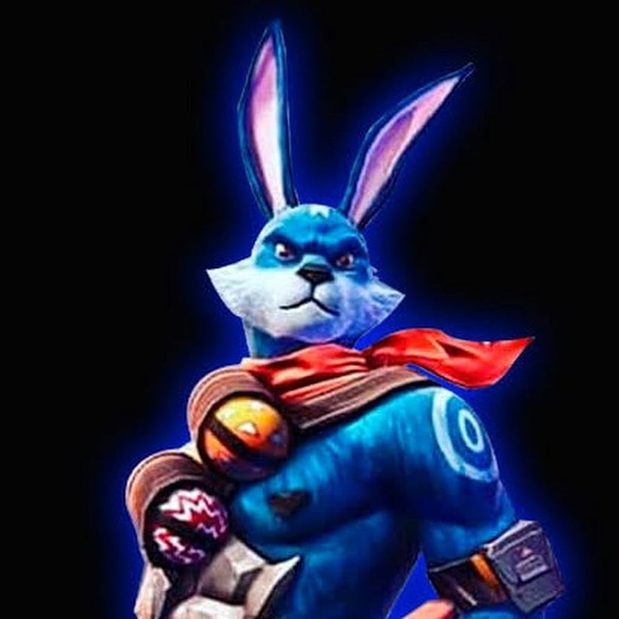 Bunny 333 Fire Bunny Character Portrait with Red Scarf and Blue Glow HD phone wallpaper