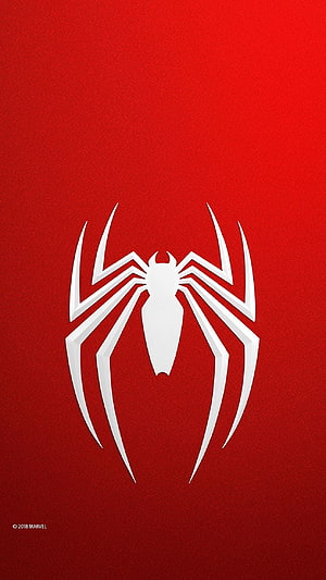 Minimalist White Spider-Man Logo on Textured Red Background HD phone wallpaper