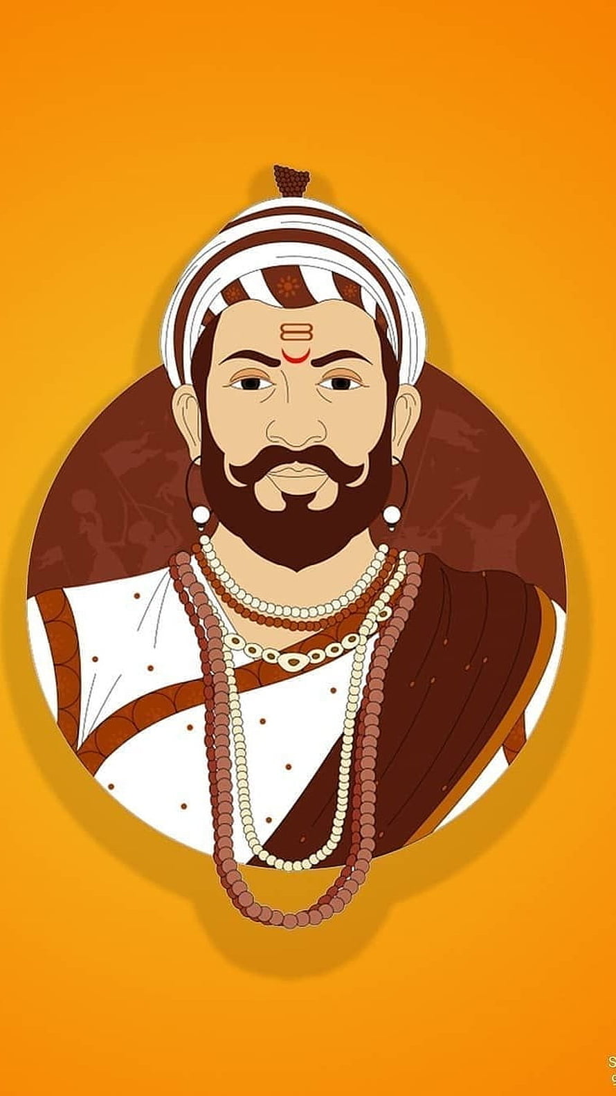 Chhatrapati Shivaji Maharaj Portrait Illustration in Traditional Maratha Attire HD phone wallpaper