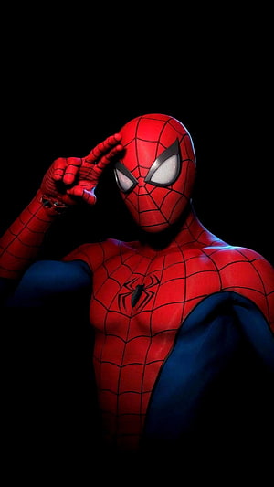 Spider-Man Classic Suit Portrait with Dramatic Lighting and Web Pattern, Spiderman, superhero HD phone wallpaper