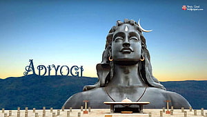 Adiyogi Shiva Statue at Dawn with Crescent Moon and Serene Expression HD wallpaper