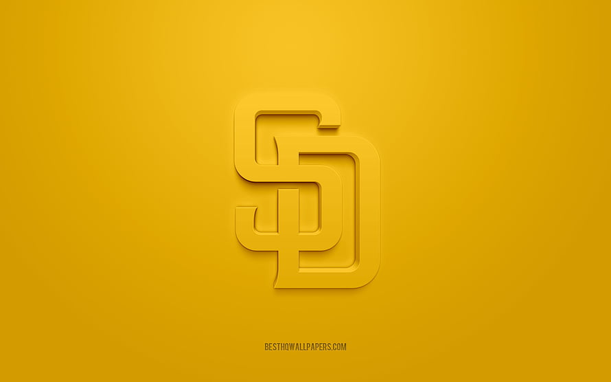 San Diego Padres 3D Embossed Logo on Solid Yellow Background HD wallpaper