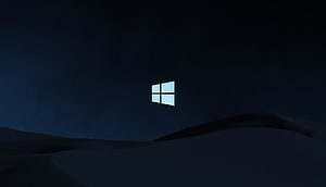 Windows 10 Dark Minimalist Landscape with Glowing Logo on Night Sky HD wallpaper