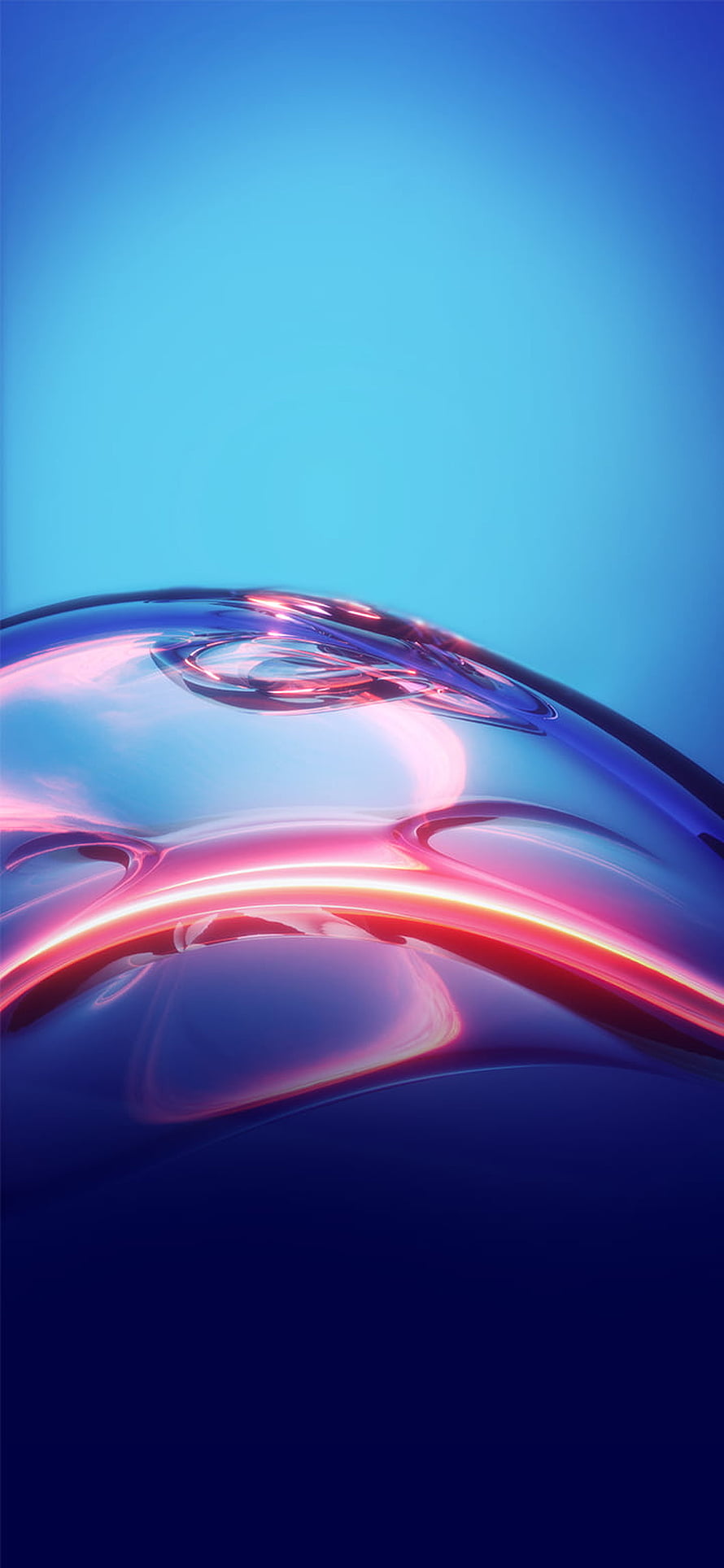 Abstract 3D Render of Glossy Liquid Metal Sphere with Neon Pink and Blue Gradient Background HD phone wallpaper