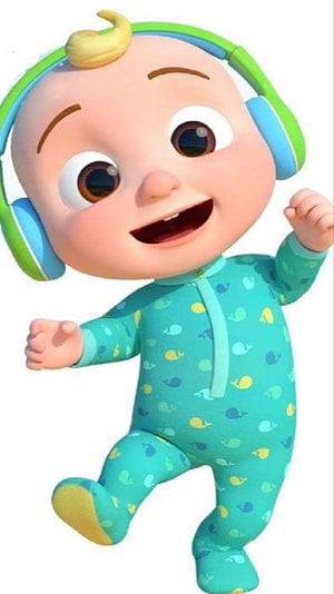 Cocomelon Baby JJ Dancing in Teal Onesie with Green Headphones HD phone wallpaper