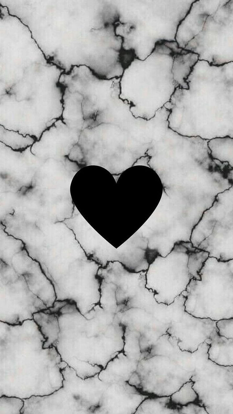 Minimalist Black Heart on White Marble Texture Aesthetic Background HD phone wallpaper