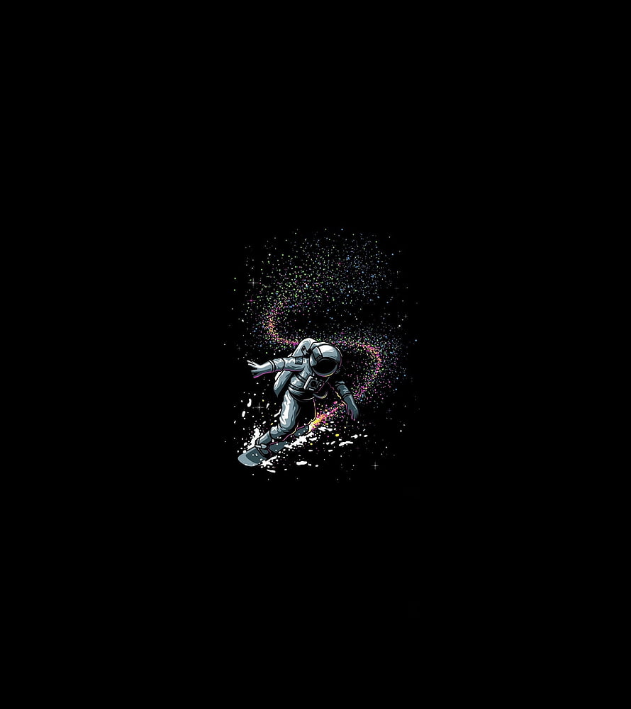 Minimalist Astronaut Floating in Cosmic Dust and Starlight on Black Background HD phone wallpaper