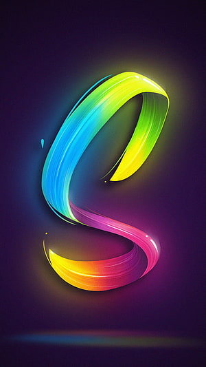 Vibrant 3D Letter S with Rainbow Gradient on Dark Purple Background HD phone wallpaper