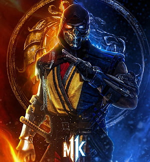 Mortal Kombat 11 Scorpion and Sub-Zero Fire and Ice Character Artwork HD phone wallpaper