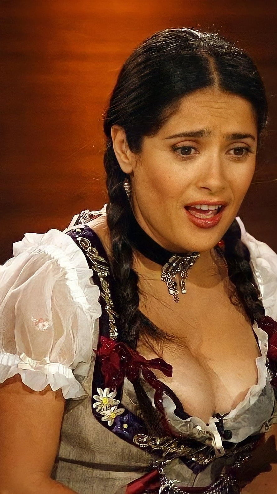 Salma Hayek in Period Costume with Braided Hair and Ornate Jewelry HD phone wallpaper