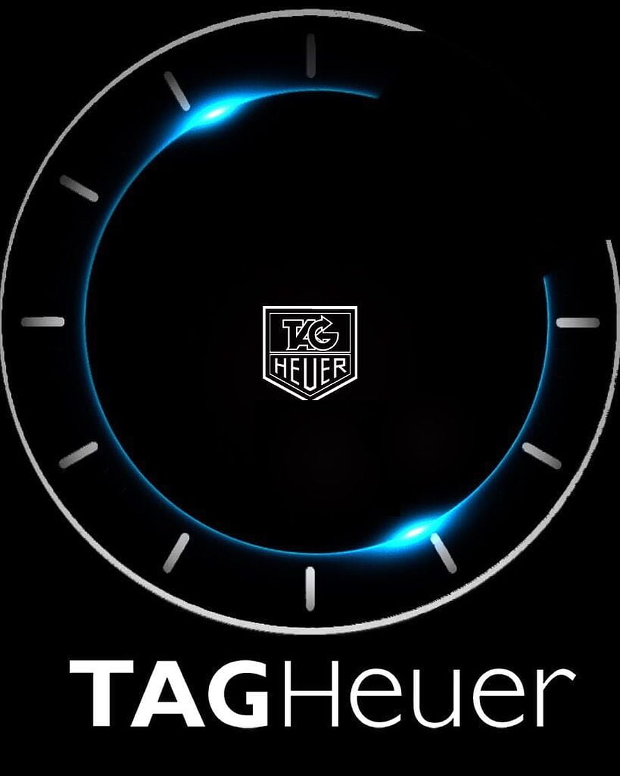 TAG Heuer Apple Watch Face with Blue Glow Ring and Minimalist Black Dial Design HD phone wallpaper
